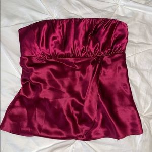 Ann Taylor strapless red satin top